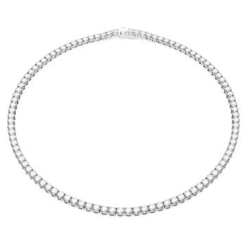 스와로브스키 Swarovski Matrix Tennis necklace, Round cut, White, Rhodium plated