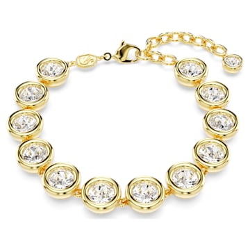 스와로브스키 Swarovski Imber bracelet, Round cut, White, Gold-tone plated