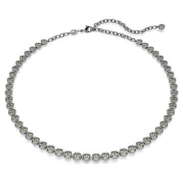 스와로브스키 Swarovski Imber Tennis necklace, Round cut, Gray, Ruthenium plated