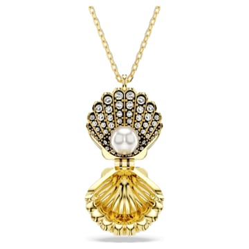 스와로브스키 Swarovski Idyllia pendant, Crystal pearl, Shell, White, Gold-tone plated