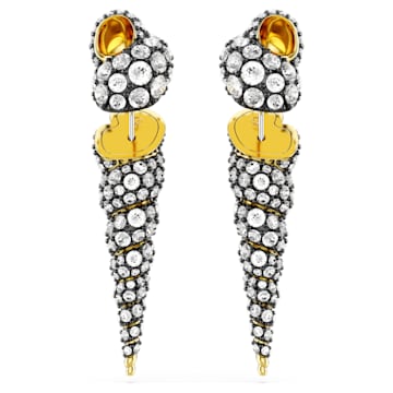 스와로브스키 Swarovski Idyllia drop earrings, Asymmetrical design, Round cut, Shell, White, Mixed metal finish