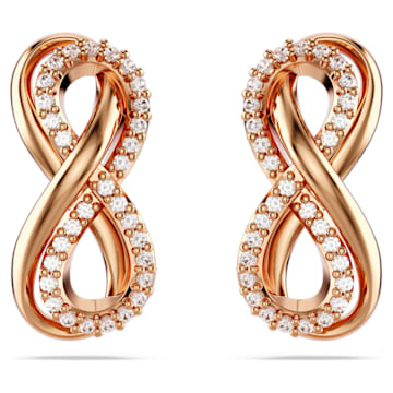스와로브스키 Swarovski Hyperbola stud earrings, Infinity, White, Rose gold-tone plated