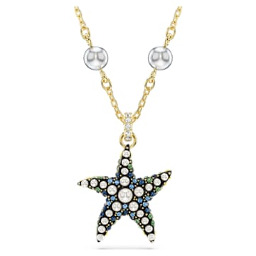 스와로브스키 Swarovski Idyllia pendant, Crystal pearls, Starfish, Multicolored, Gold-tone plated