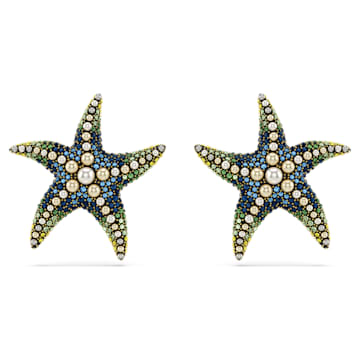 스와로브스키 Swarovski Idyllia stud earrings, Starfish, Large, Multicolored, Gold-tone plated