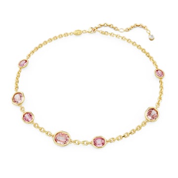 스와로브스키 Swarovski Imber necklace, Octagon cut, Pink, Gold-tone plated