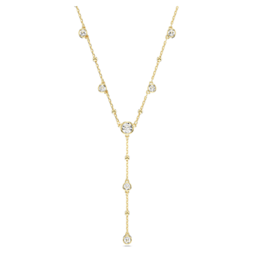 스와로브스키 Swarovski Imber Y necklace, Round cut, Scattered design, White, Gold-tone plated