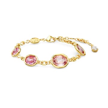 스와로브스키 Swarovski Imber bracelet, Octagon cut, Pink, Gold-tone plated