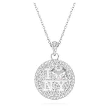 스와로브스키 Swarovski I Love NY pendant, White, Rhodium plated
