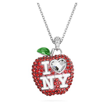 스와로브스키 Swarovski I Love NY pendant, Red, Rhodium plated