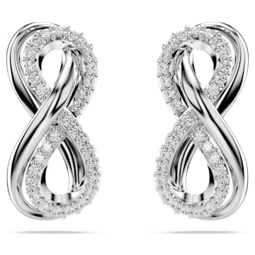 스와로브스키 Swarovski Hyperbola stud earrings, Infinity, White, Rhodium plated