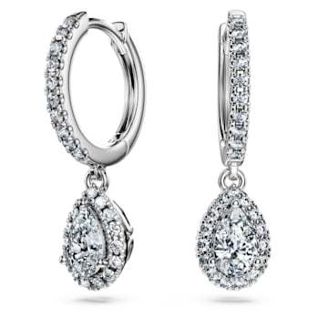 스와로브스키 Swarovski Eternity drop earrings, Laboratory grown diamonds 1.25 ct tw, 14K white gold