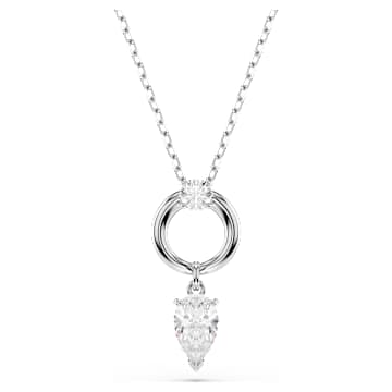 SWAROVSKI 施華洛世奇 - Mesmera 鏈墜 梨形切割, 白色, 鍍白金色