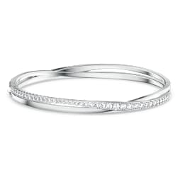 Twist bangle, White, Rhodium plated - Swarovski, 5565210
