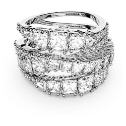 Twist Wrap ring, Mixed cuts, White, Rhodium plated - Swarovski, 5580952