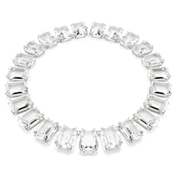 Millenia Tennis Halskette, Übergroße Kristalle, Oktagon-Schliff, Weiß, Rhodiniert - Swarovski, 5599149