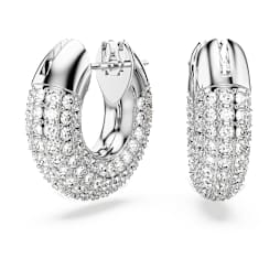 Anneaux d'oreilles Dextera, Petites, Blanches, Métal rhodié - Swarovski, 5618306