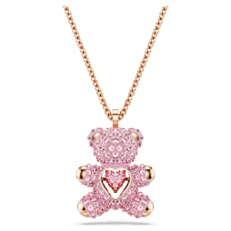 Teddy pendant, Bear, Pink, Rose gold-tone plated - Swarovski, 5642976