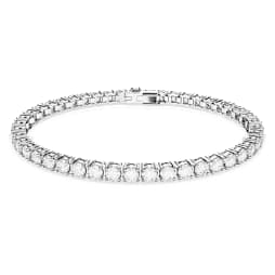 Matrix Tennis Armband, Rundschliff, Weiß, Rhodiniert - Swarovski, 5648936