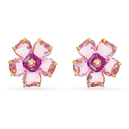 Pendientes de botón Idyllia, Flor, Rosas, Baño tono oro - Swarovski, 5650563