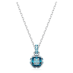Birthstone pendant, Square cut, December, Blue, Rhodium plated - Swarovski, 5651707