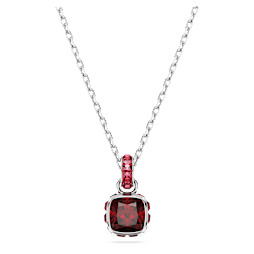 Birthstone pendant, Square cut, January, Red, Rhodium plated - Swarovski, 5651709