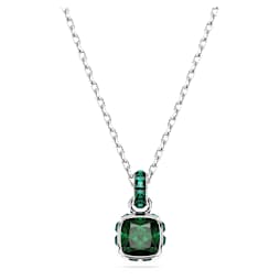 Birthstone pendant, Square cut, May, Green, Rhodium plated - Swarovski, 5651793
