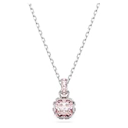 Birthstone pendant, Square cut, June, Pink, Rhodium plated - Swarovski, 5652044