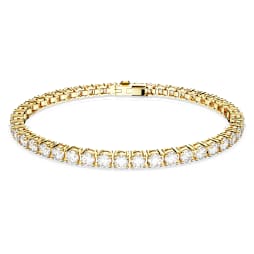 Matrix Tennis Armband, Rundschliff, Weiß, Goldlegierungsschicht - Swarovski, 5657662