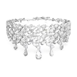 Mesmera choker, Mixed cuts, White, Rhodium plated - Swarovski, 5661523