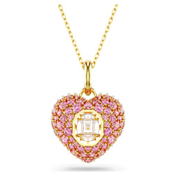 Hyperbola pendant, Octagon cut, Crystal pearls, Heart, Pink, Gold-tone plated - Swarovski, 5680784