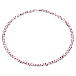 Matrix Tennis Halskette, Rundschliff, Rosa, Rhodiniert - Swarovski, 5681800