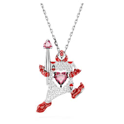 Pendente Alice in Wonderland, Carta da gioco, Rosso, Placcato rodio - Swarovski, 5682805
