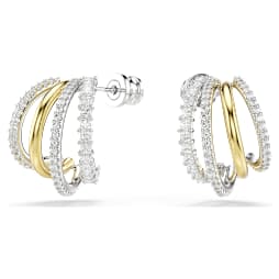 Hyperbola hoop earrings, Mixed cuts, Mini, White, Mixed metal finish - Swarovski, 5689718