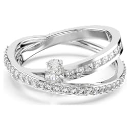 Hyperbola ring, Mixed cuts, White, Rhodium plated - Swarovski, 5691228
