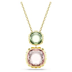 Chroma pendant, Cushion cut, Multicolored, Gold-tone plated - Swarovski, 5692496