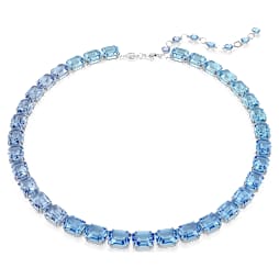 Millenia Tennis necklace, Octagon cut, Color gradient, Blue, Rhodium plated - Swarovski, 5694136