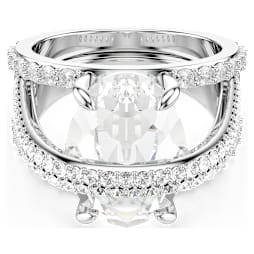 Hyperbola cocktail ring, Mixed cuts, White, Rhodium plated - Swarovski, 5698475