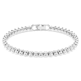 Imber Emily สร้อยข้อมือ Tennis, เจียระไนทรงกลม, ขาว, เคลือบโรเดียม - Swarovski, 1808960