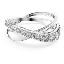 Hyperbola ring, Round cut, White, Rhodium plated - Swarovski, 5563911