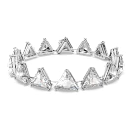 Matrix Tennis bracelet, Triangle cut, White, Rhodium plated - Swarovski, 5600864