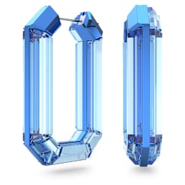 Lucent hoop earrings, Statement, Octagon shape, Blue - Swarovski, 5633950