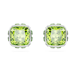 Birthstone Ohrstecker, Kissenschliff, August, Grün, Rhodiniert - Swarovski, 5661958