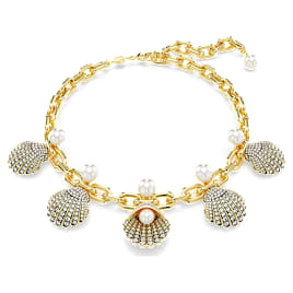 Idyllia สร้อยคอ, Crystal Pearls, เปลือกหอย, ขาว, เคลือบโทนสีทอง - Swarovski, 5683941