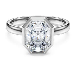 Octagon bezel ring, Lab-grown diamonds 2.0 ct tw, Octagon shape, 14K white gold - Swarovski, 5735709