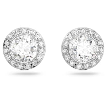 Clous d'oreilles Una Angelic, Taille ronde, Blanches, Métal rhodié - Swarovski, 1081942