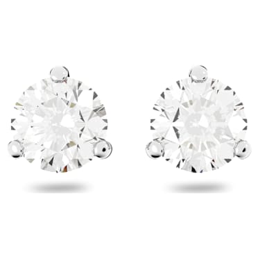 Stilla Ohrstecker, Rundschliff, Weiß, Rhodiniert - Swarovski, 1800046