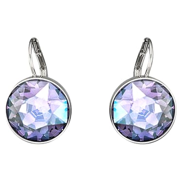 Długie kolczyki Bella, Szlif okrągły, Fioletowe, Powłoka z rodu - Swarovski, 5030703