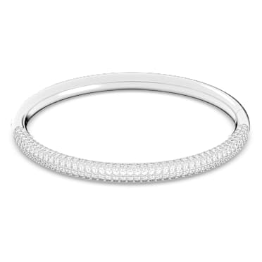 Dextera bangle, White, Stainless steel - Swarovski, 5184515