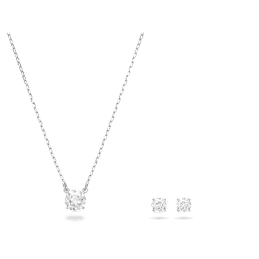 Attract Set, Rundschliff, Weiß, Rhodiniert - Swarovski, 5113468