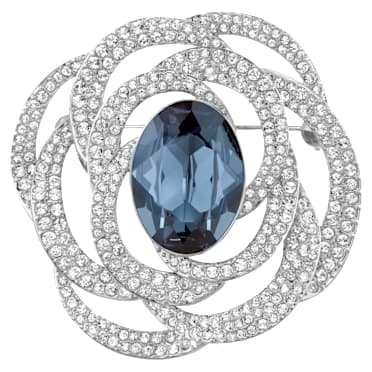 Broche Barret, Bleu, Métal rhodié - Swarovski, 5122715